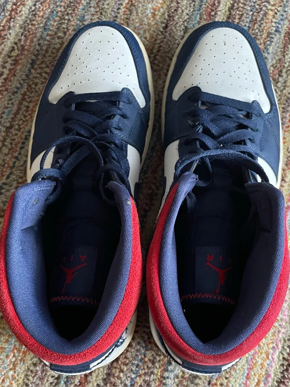 Air Jordan 1 SE Mid Olympic Men’s Size 10.5 White/Blue/Red Vintage Look